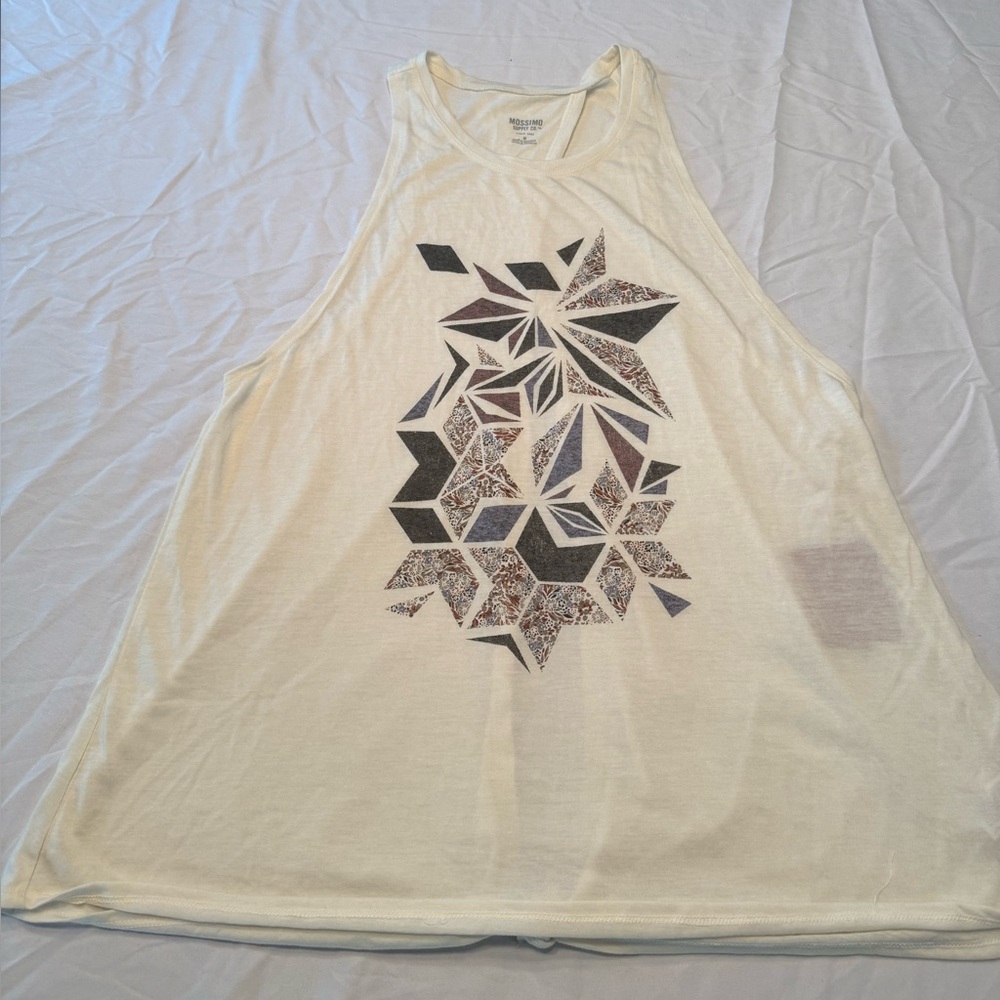 Mossimo Supply Co Cream Graphic Tank Top